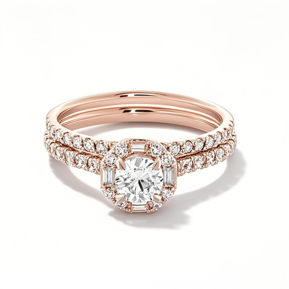 14K Rose Gold 1 to 3.5 CT. T.W Round Cut Lab Created Diamond Wedding Ring D VVS1-VS1 Clarity 3EX IGI Certified-1