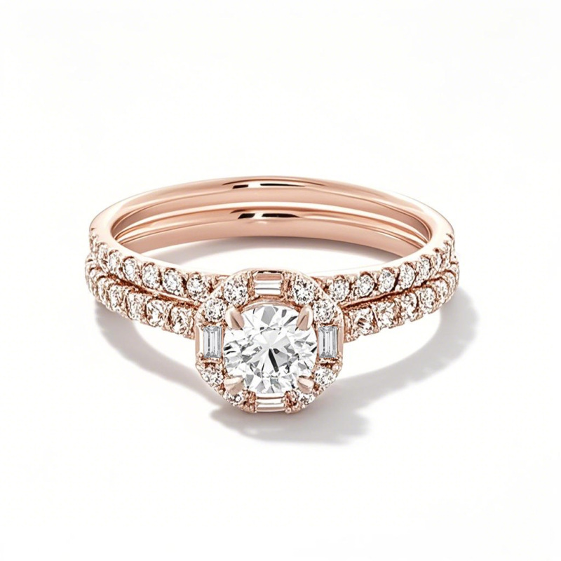 10K Rose Gold 1 to 3.5 CT. T.W Round Cut Lab Created Diamond Wedding Ring D VVS1-VS1 Clarity 3EX IGI Certified-1