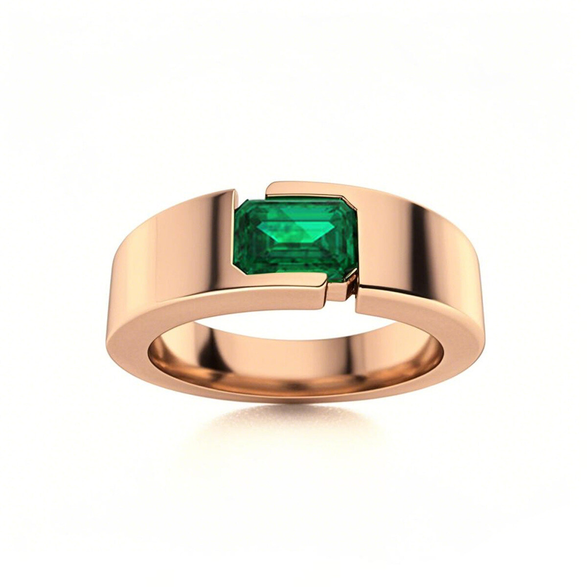 18K Rose Gold 1 to 5 CT Emerald Cut Custom Gemstone Anniversary Band-1