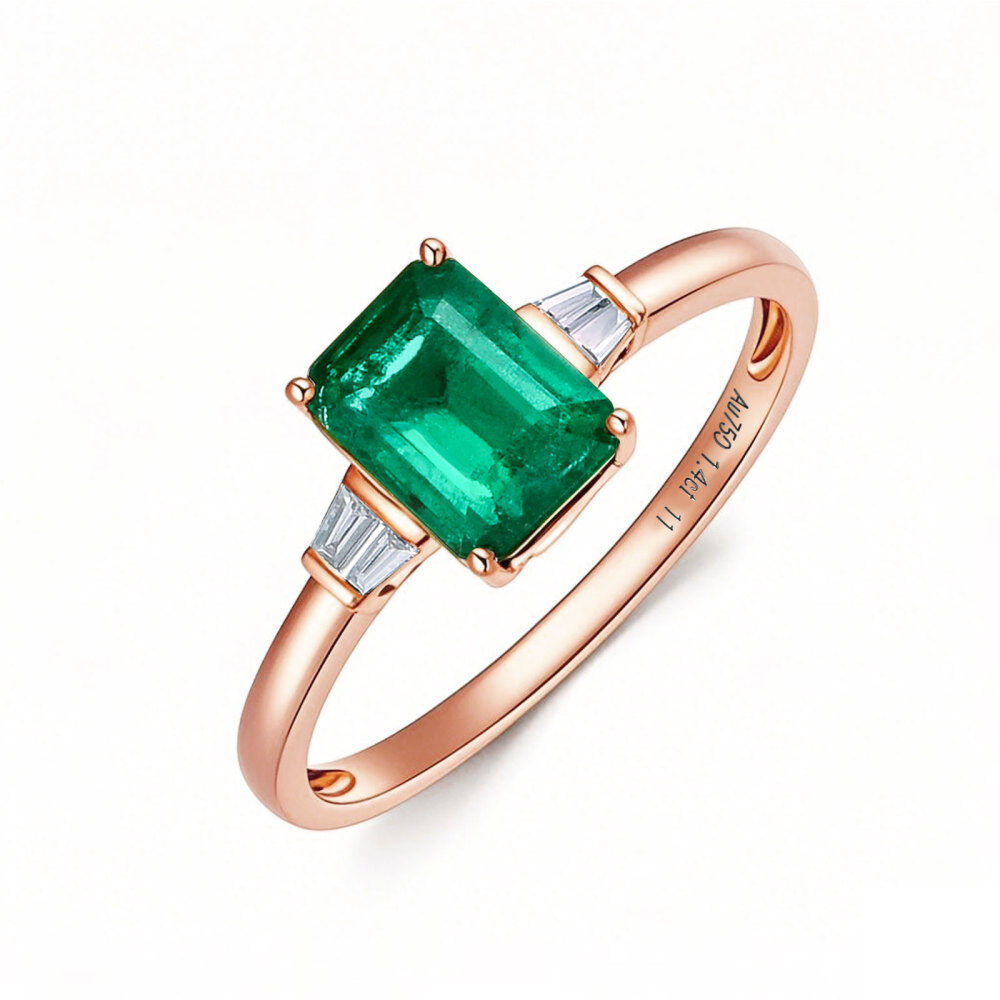 10K Rose Gold 2 to 7 CT Emerald Princess Cut Cut Engagement Ring-1
