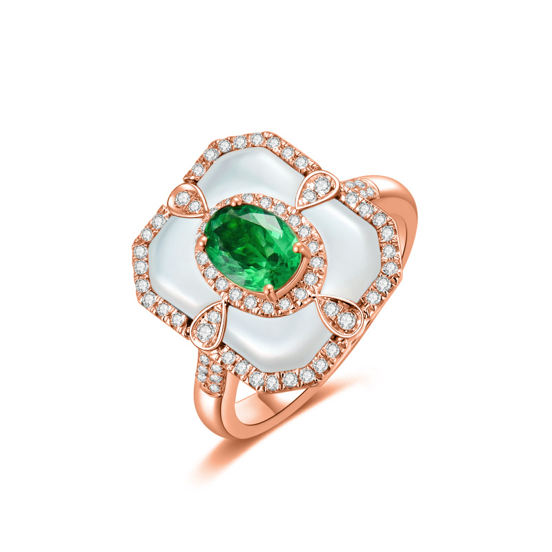 18K Rose Gold 1 to 5 CT Emerald Ring-1