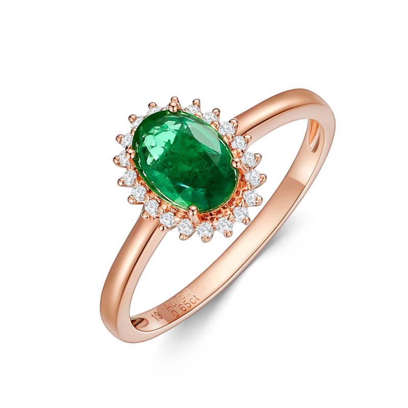 14K Rose Gold 2 To 7 CT Oval Emerald Statement Ring-1