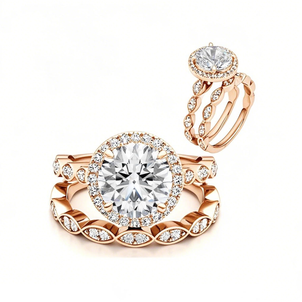 10 Karat Roségold 2 bis 5,5 Karat TW Rundschliff Moissanit Jubiläums-Verlobungsring-1