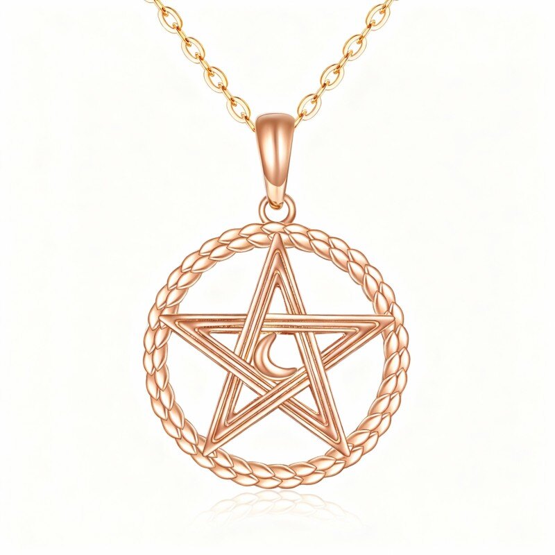 Halskette aus 10-karätigem Roségold mit Anhänger in Form eines Lebensbaums, eines keltischen Knotens und eines Mondes-1