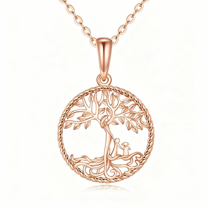 Colar com pendente Árvore da Vida e Mãe e Filha em ouro rosa 18K-1