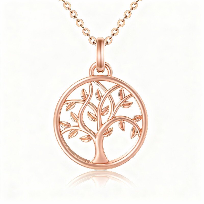 10K Rose Gold Tree Of Life Pendant Necklace-1