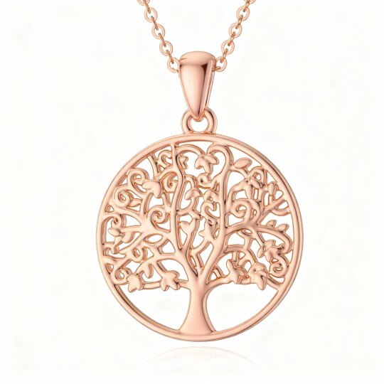 Collier pendentif Arbre de Vie en or rose 10 carats