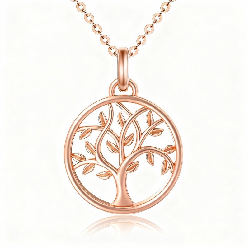 9K Rose Gold Tree Of Life Pendant Necklace-1