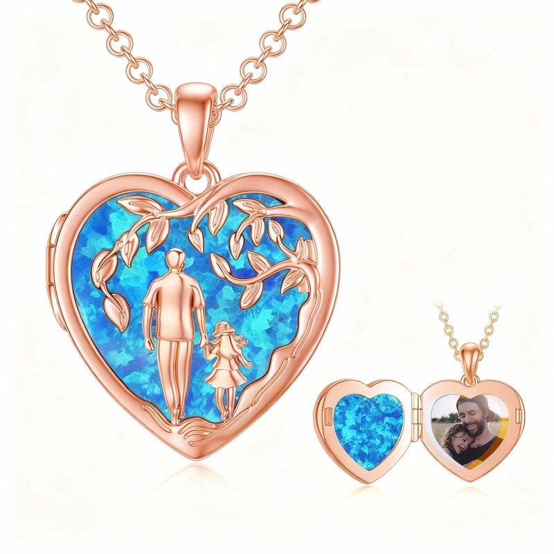 10K Rose Gold Tree Of Life & Personalized Photo Personalized Photo Locket Necklace-1