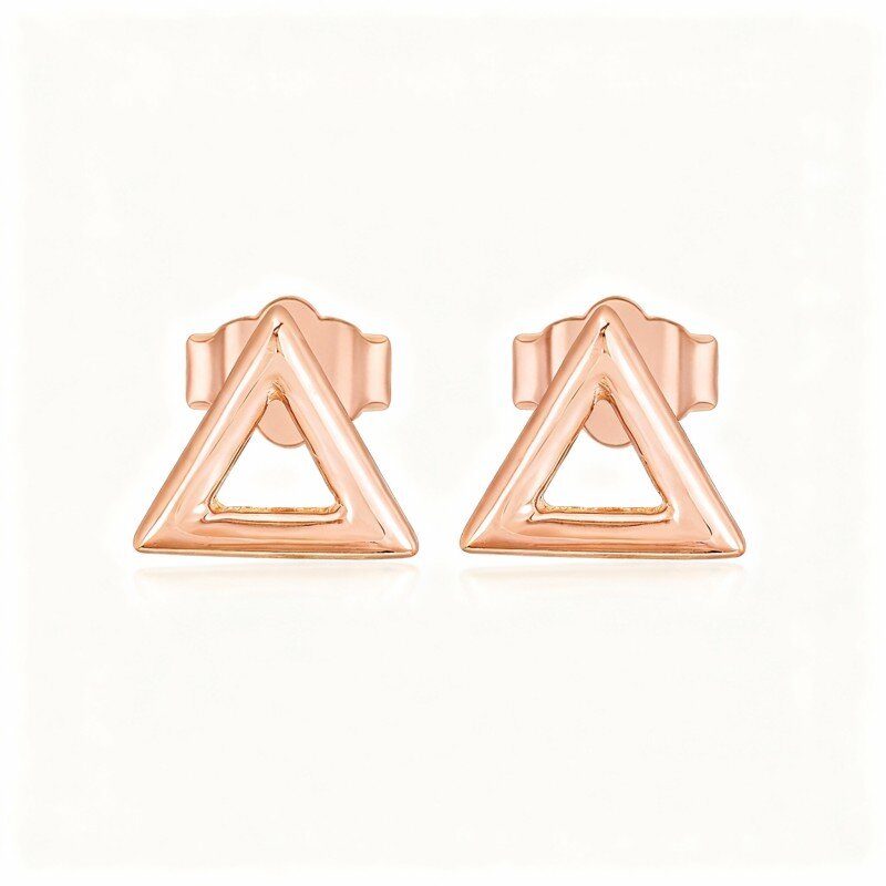 10K Rose Gold Triangle Stud Earrings-1