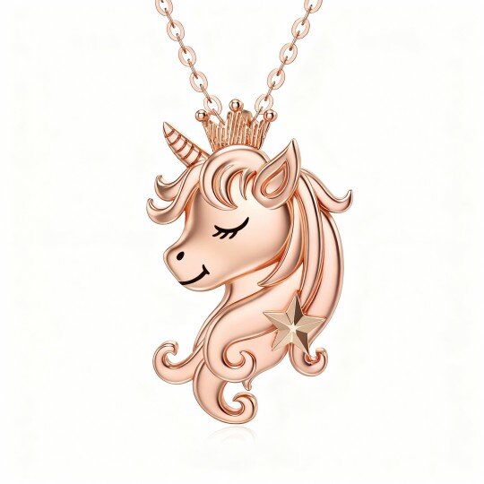 10K Rose Gold Unicorn Pendant Necklace