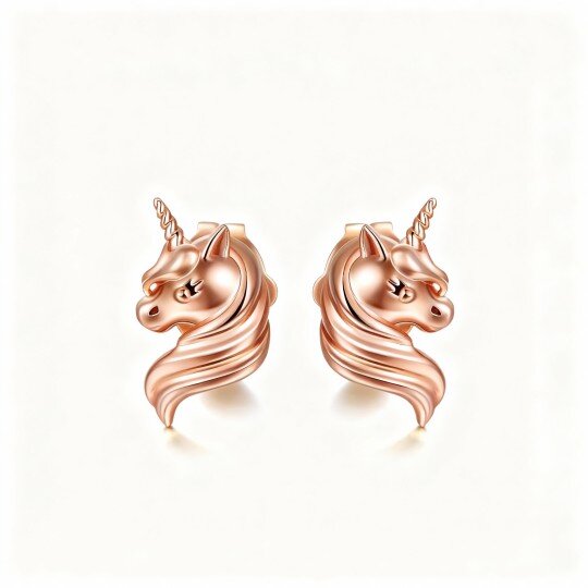 Kolczyki z jednorożcem z 10-karatowego różowego złota