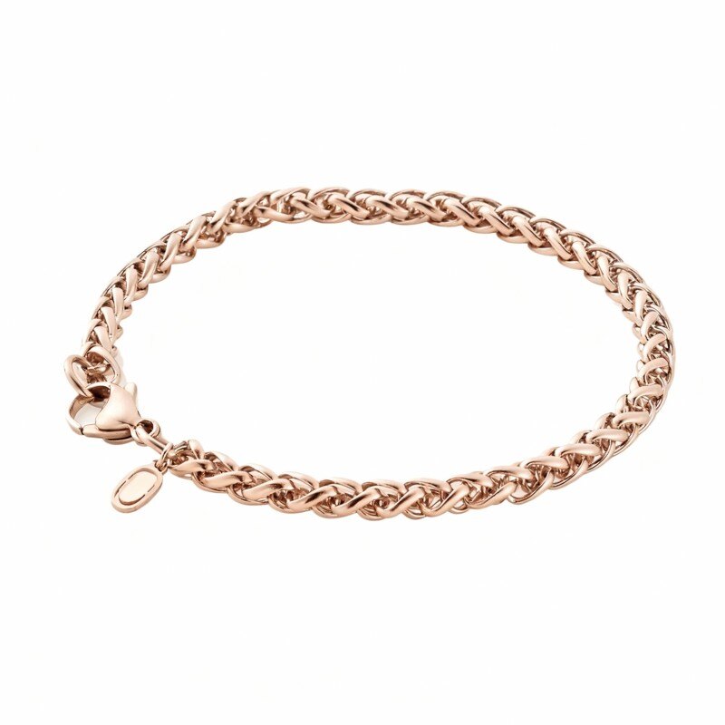 Bracelet à maillons blé en or rose 10 carats-1