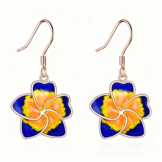 10Kローズゴールド ワイルドフラワー ドロップイヤリング