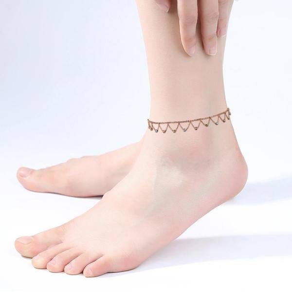 Chaîne De Cheville En Cristaux Zirconium - Plaqué Or 18 Carats - Bijoux Femme - Neuf Avec Étiquettes