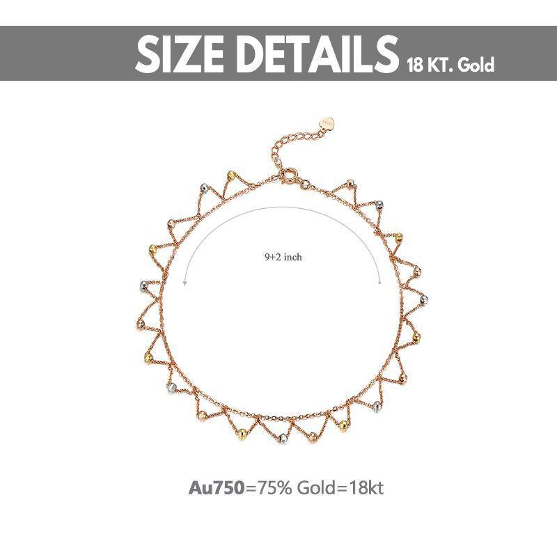 10K Silver & Gold & Rose Gold Sisters Single Chain Anklet For Women-6