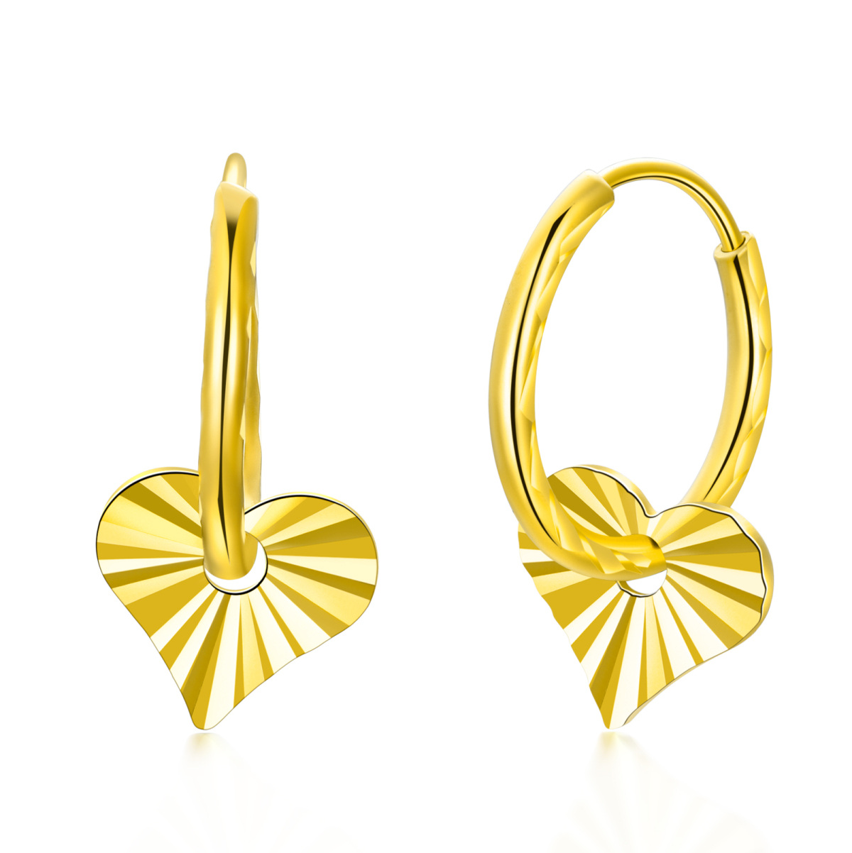 10K Gold Heart Hoop Earrings-1