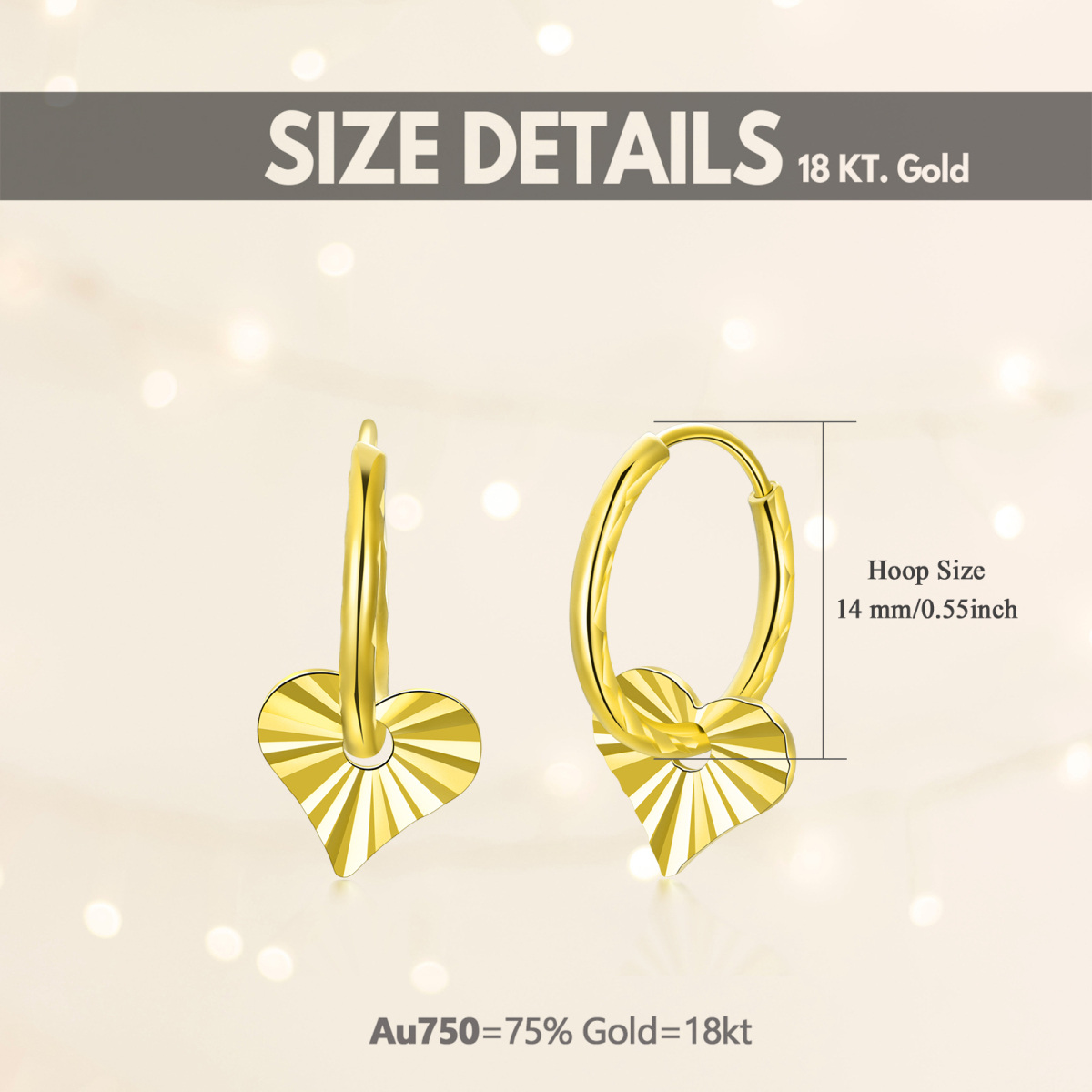 10K Gold Heart Hoop Earrings-5