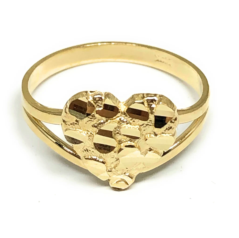 10K Solid Gold Heart Classic Nugget Signet Band-1