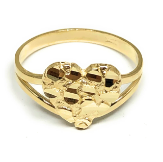 10K Solid Gold Heart Classic Nugget Signet Band-15