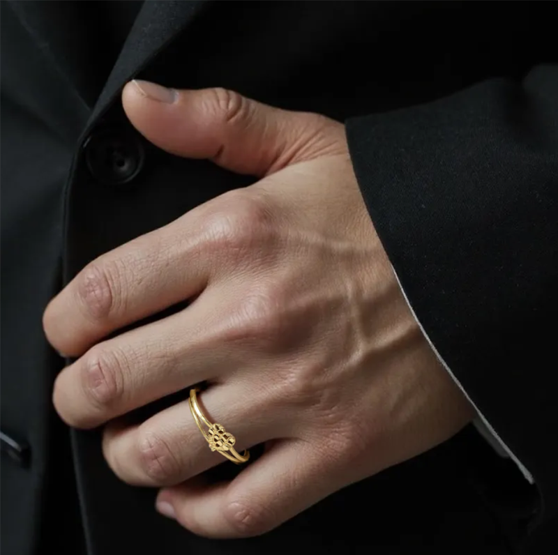 10K White Gold Heart Signet Ring-2