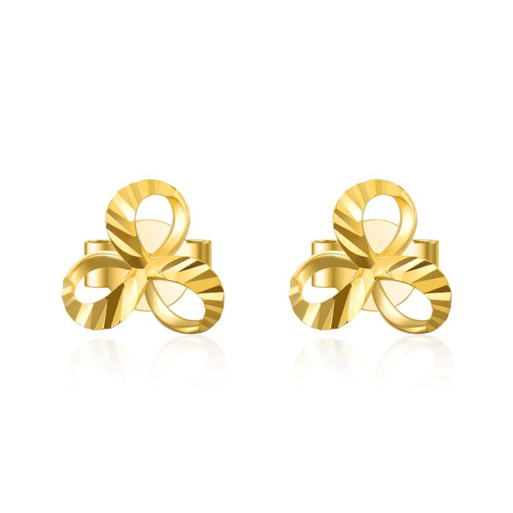 10K Gold Shamrock Drop Earrings-1