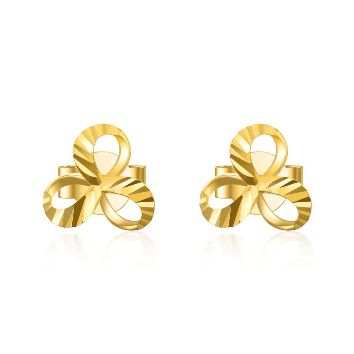 10K Gold Shamrock Drop Earrings-1