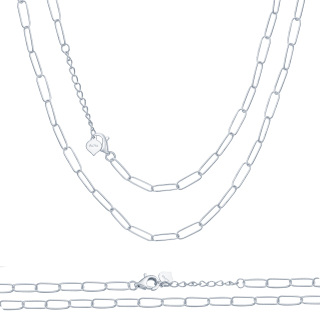 18K White Gold 4.0mm Width 14 Inch Length Paperclip Chain Necklace-1