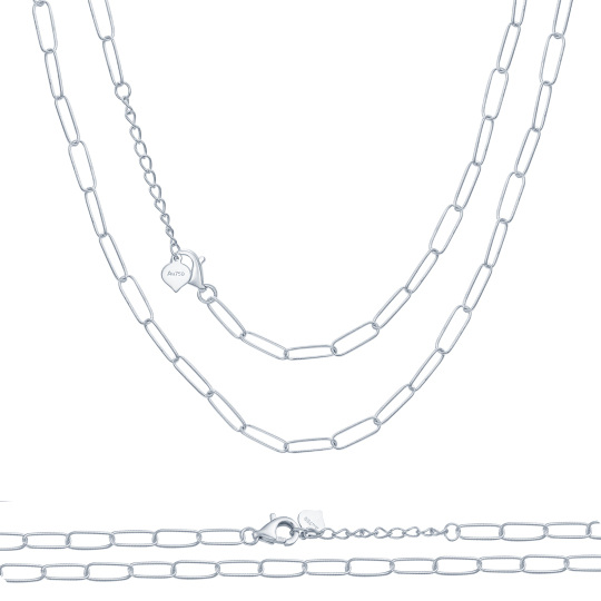 18K White Gold 4.0mm Width 14 Inch Length Paperclip Chain Necklace