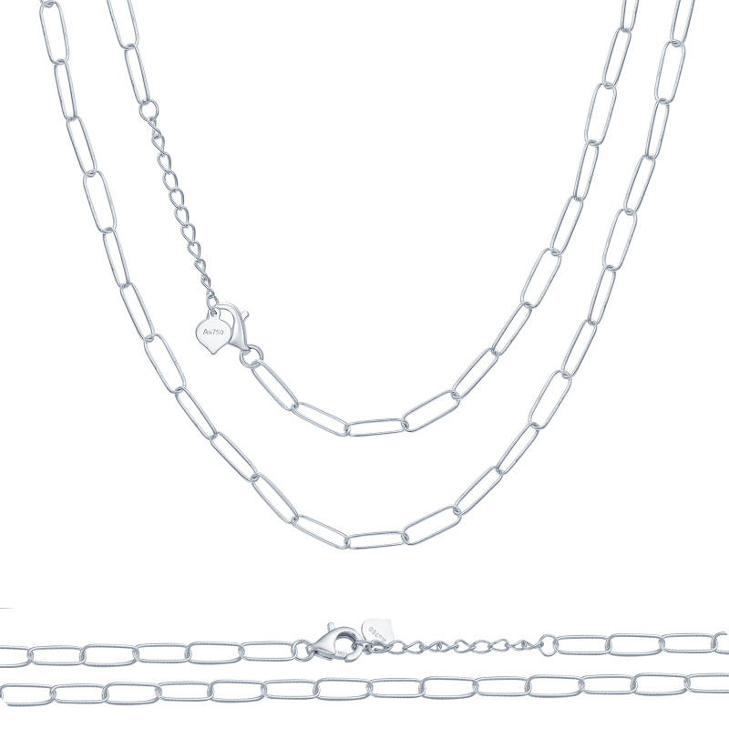 10K White Gold 4.0mm Width 14 Inch Length Paperclip Chain Necklace-5