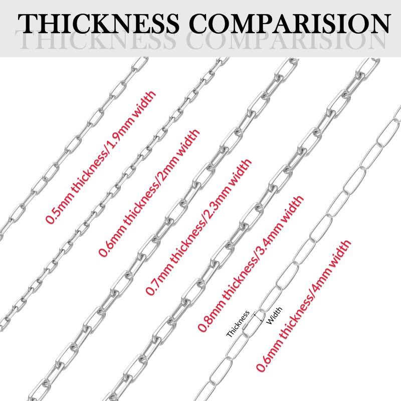 Collana con catena a graffetta in oro bianco 10K, larghezza 4,0 mm, lunghezza 14 pollici-3