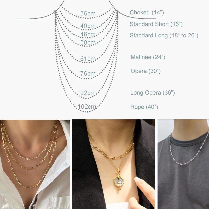 Collana con catena a graffetta in oro bianco 10K, larghezza 4,0 mm, lunghezza 14 pollici-6