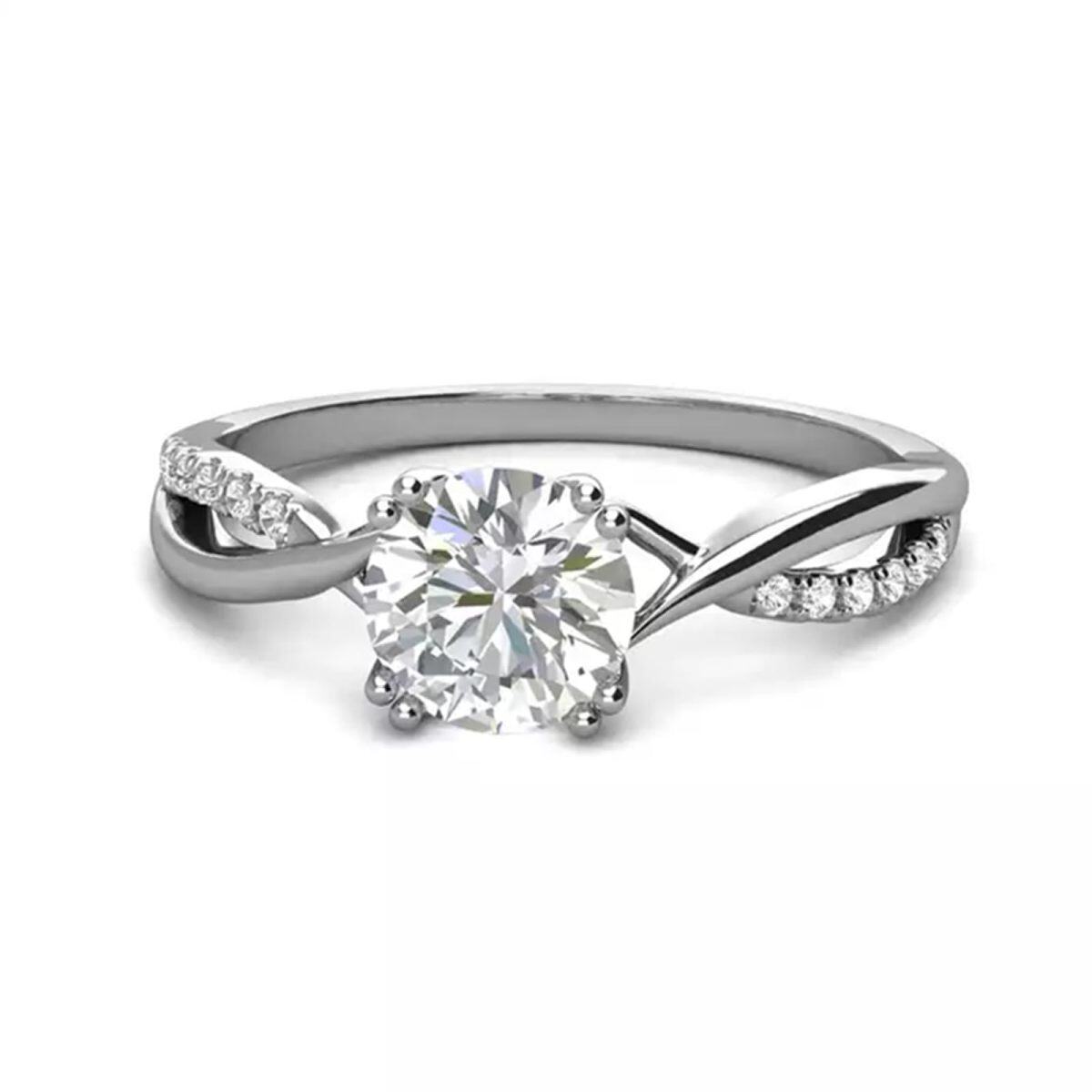 10K White Gold 1CT Round Cut Moissanite Twisted Infinity Engagement Ring-4