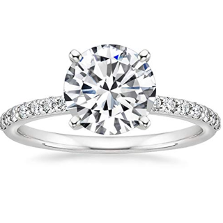 18K White Gold 2ct Moissanite Personalized Engraving & Couple Engagement Ring-4