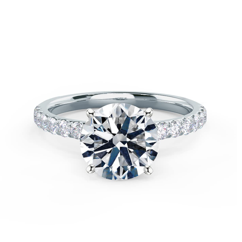 9K White Gold 2ct Moissanite Personalized Engraving & Engagement Ring-2