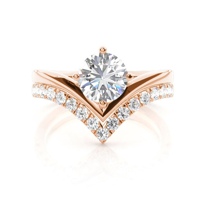 10K White Gold 0.88 to 3.38 CT.T.W. Round Cut Lab Created Diamond Bridal Set D Color VVS-VS Clarity IGI Certified-1