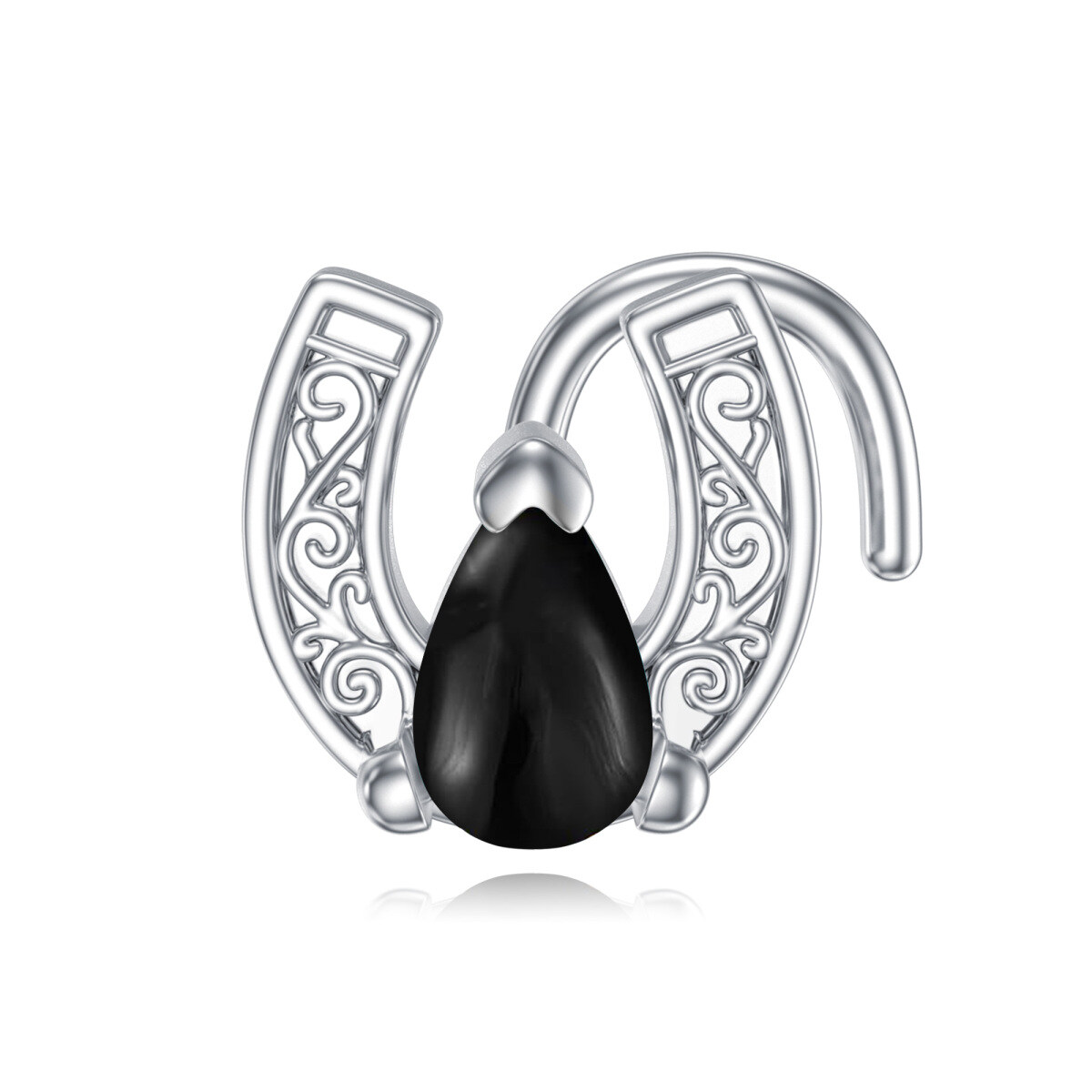 Anillo nasal de herradura de ágata de oro blanco de 18 quilates-1