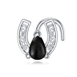 Sterling Silver Agate Horseshoe Nose Ring-6