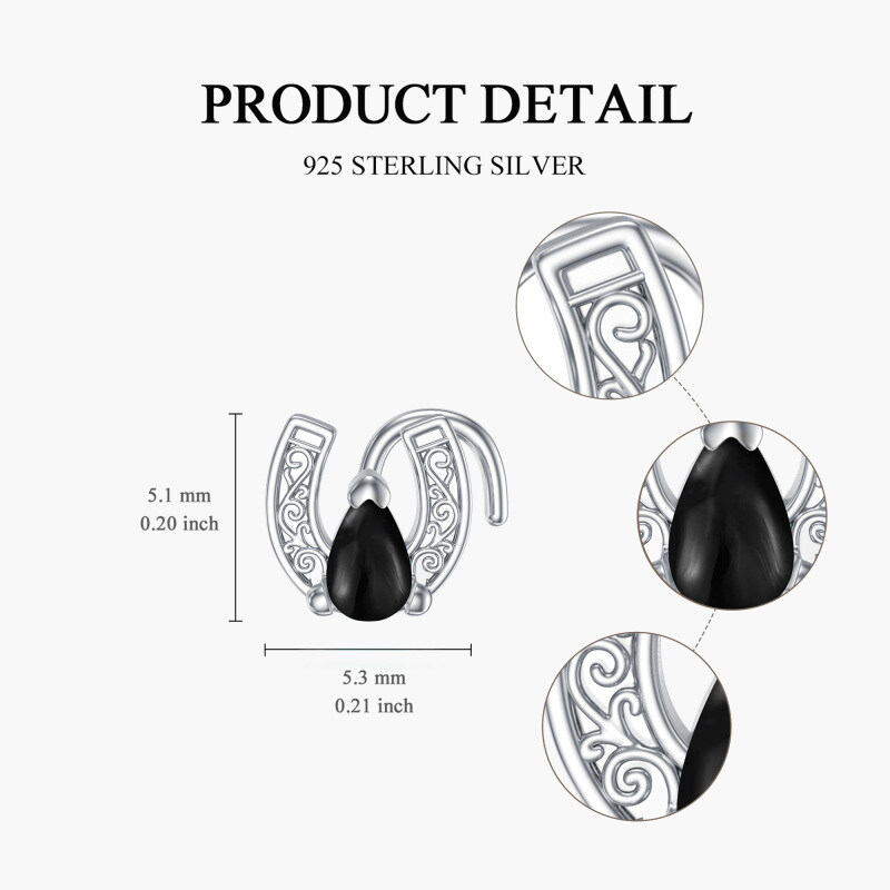 Sterling Silver Agate Horseshoe Nose Ring-5