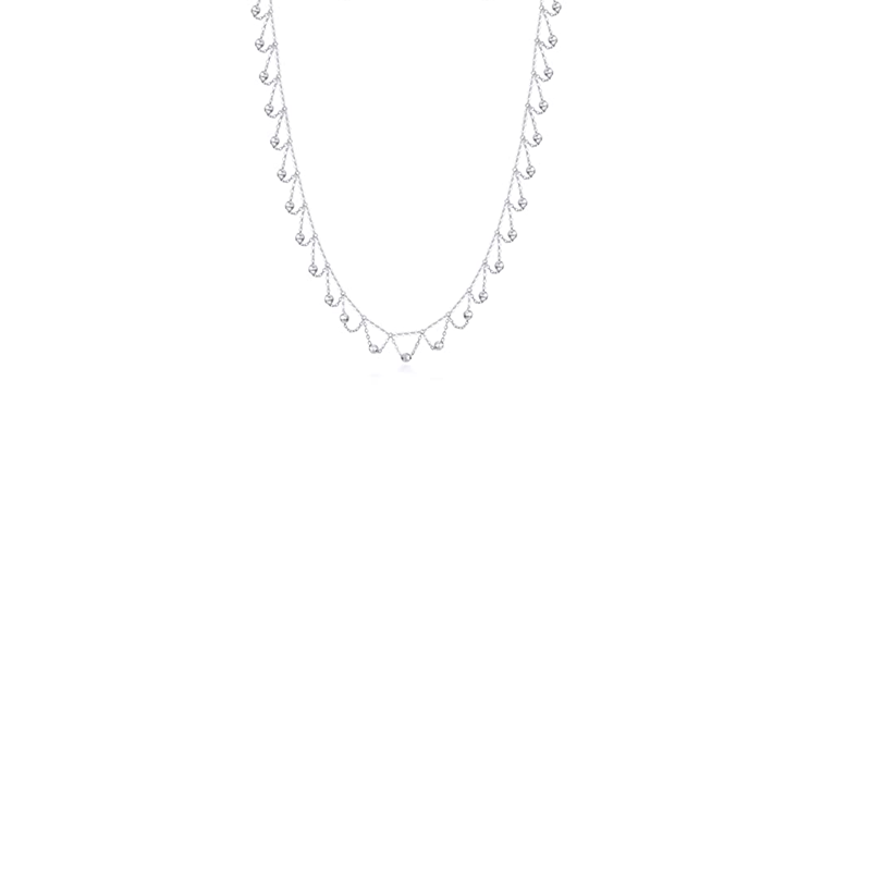 10K White Gold Ball Metal Choker Necklace-1