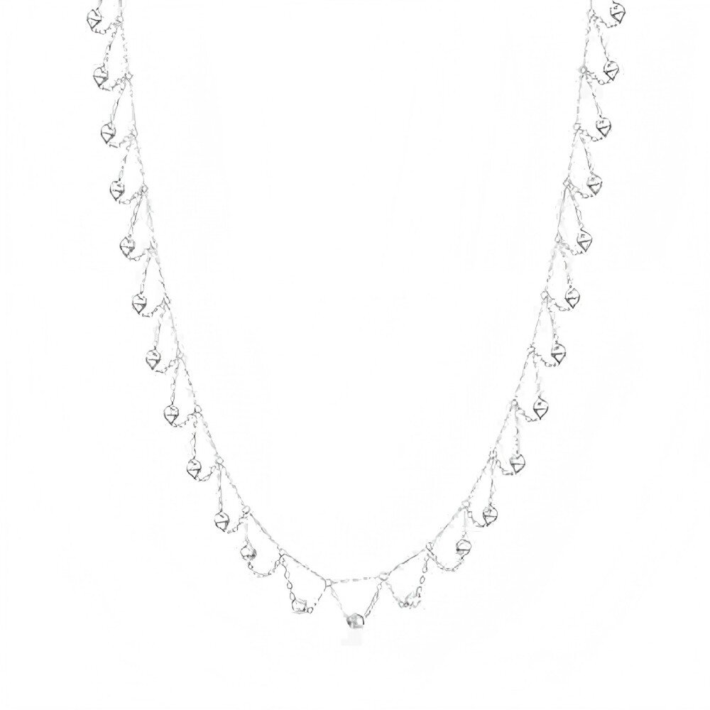 10K White Gold Ball Metal Choker Necklace-1