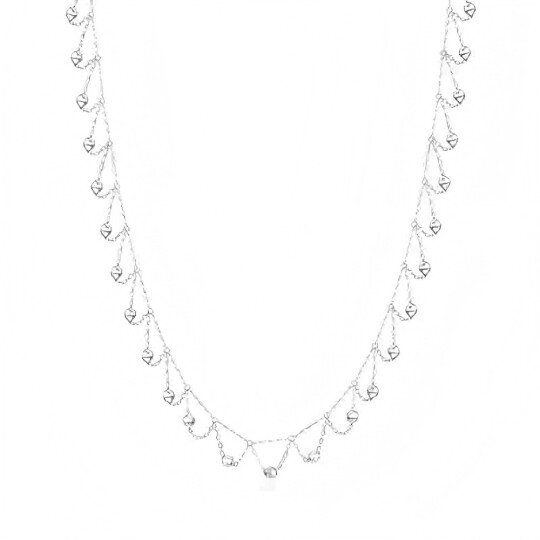 Collier ras du cou en métal avec boule en or blanc 10 carats