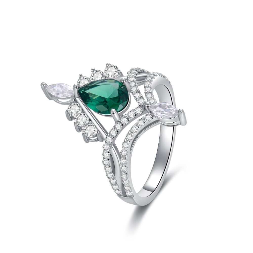 Anillo de oro blanco de 9 quilates con circonita cúbica y piedra de nacimiento-1