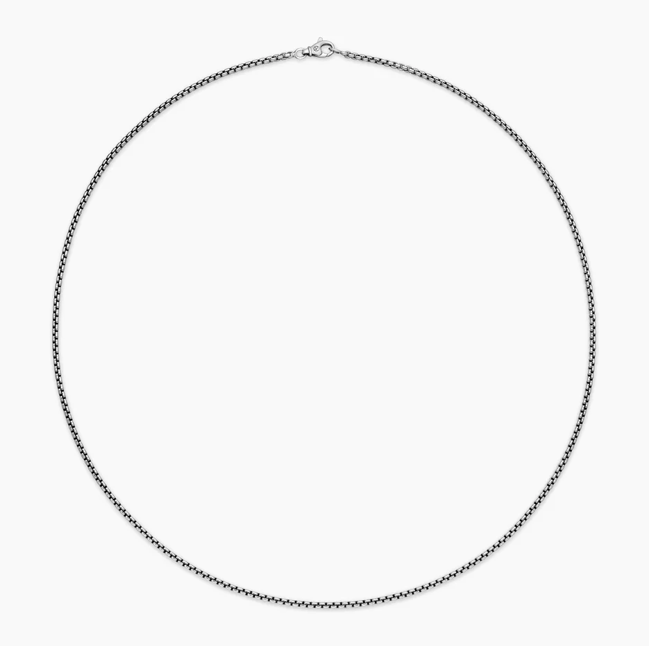 18K White Gold Box Chain Necklace 3mm-4