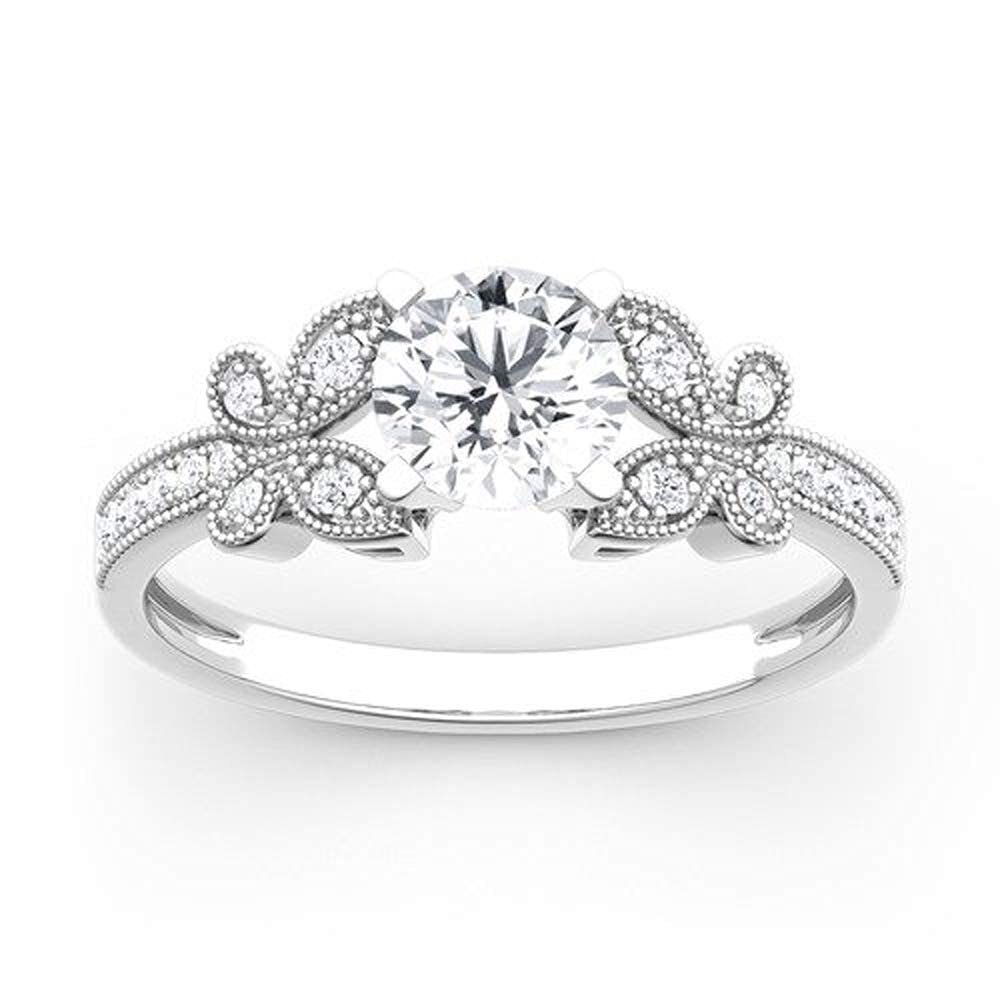 Anillo de compromiso de plata de ley con moissanita circular-1