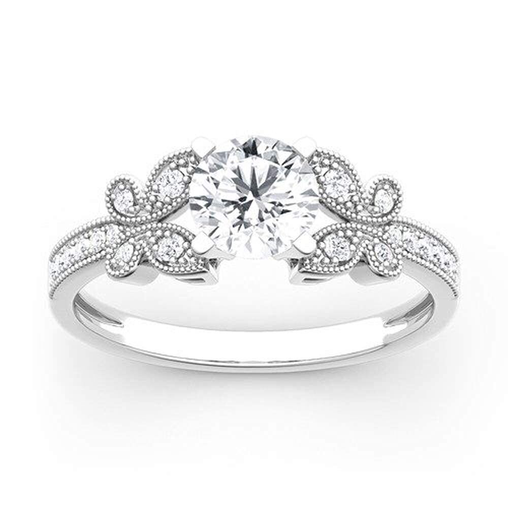 10K White Gold Circular Moissanite Engagement Ring-1