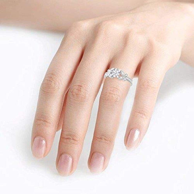 Bague de fiançailles en argent sterling avec moissanite ronde-2