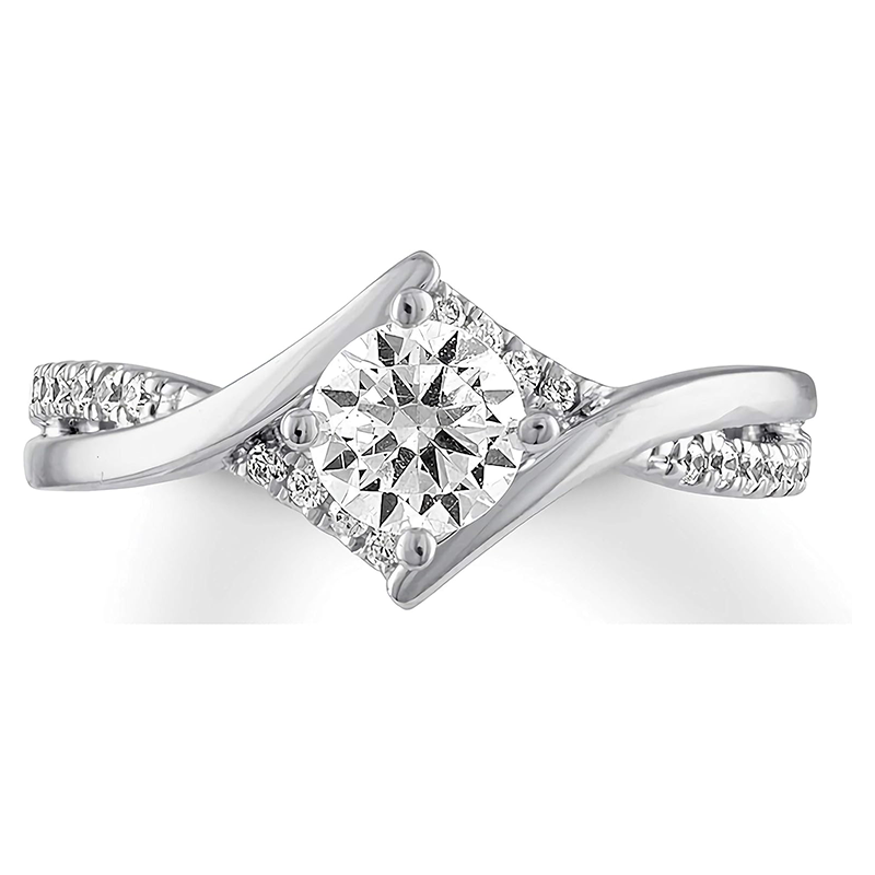 Anneau de mariage circulaire en or blanc 18K Moissanite-1