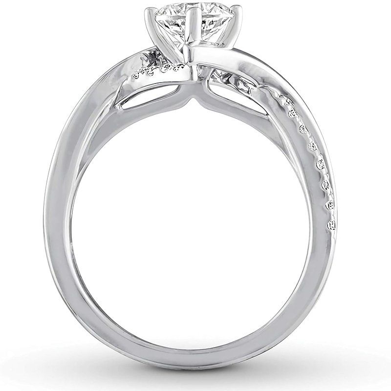 Anneau de mariage circulaire en or blanc 14K Moissanite-3