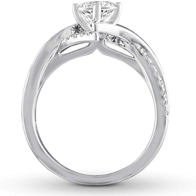 Alianza Moissanite Circular Oro Blanco 10K-3